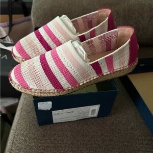 Cole Haan Pink and White Striped Espadrilles